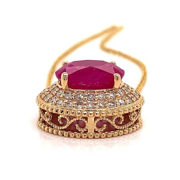 Ruby Diamond Necklace 14k Gold 18" 5.06 TCW Certified $5,975 121097 - Picture 6 of 12